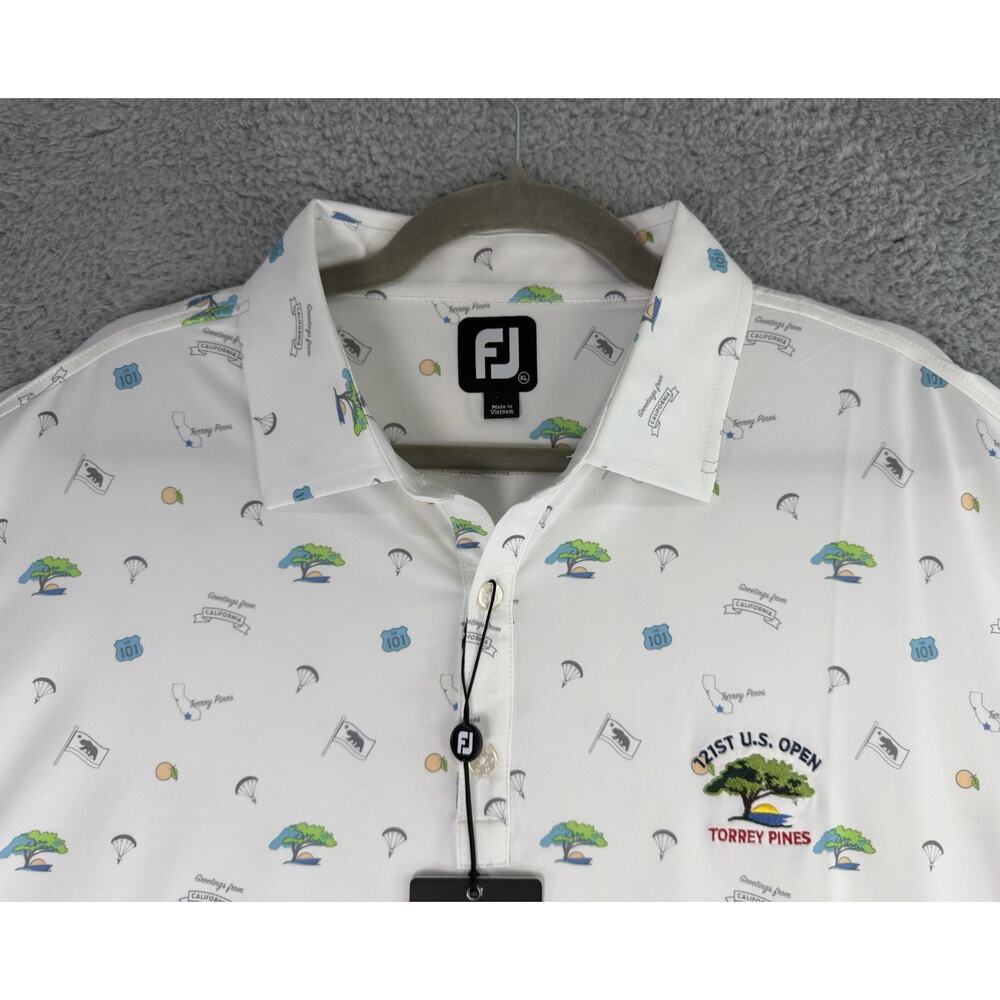 FootJoy Torrey Pines Polo Men XL 121st US Open Greeting From California AOP Golf
